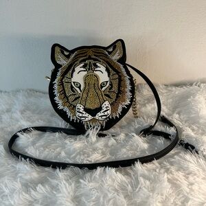 Aldo Black Round Crossbody Bag with Gold Hardware